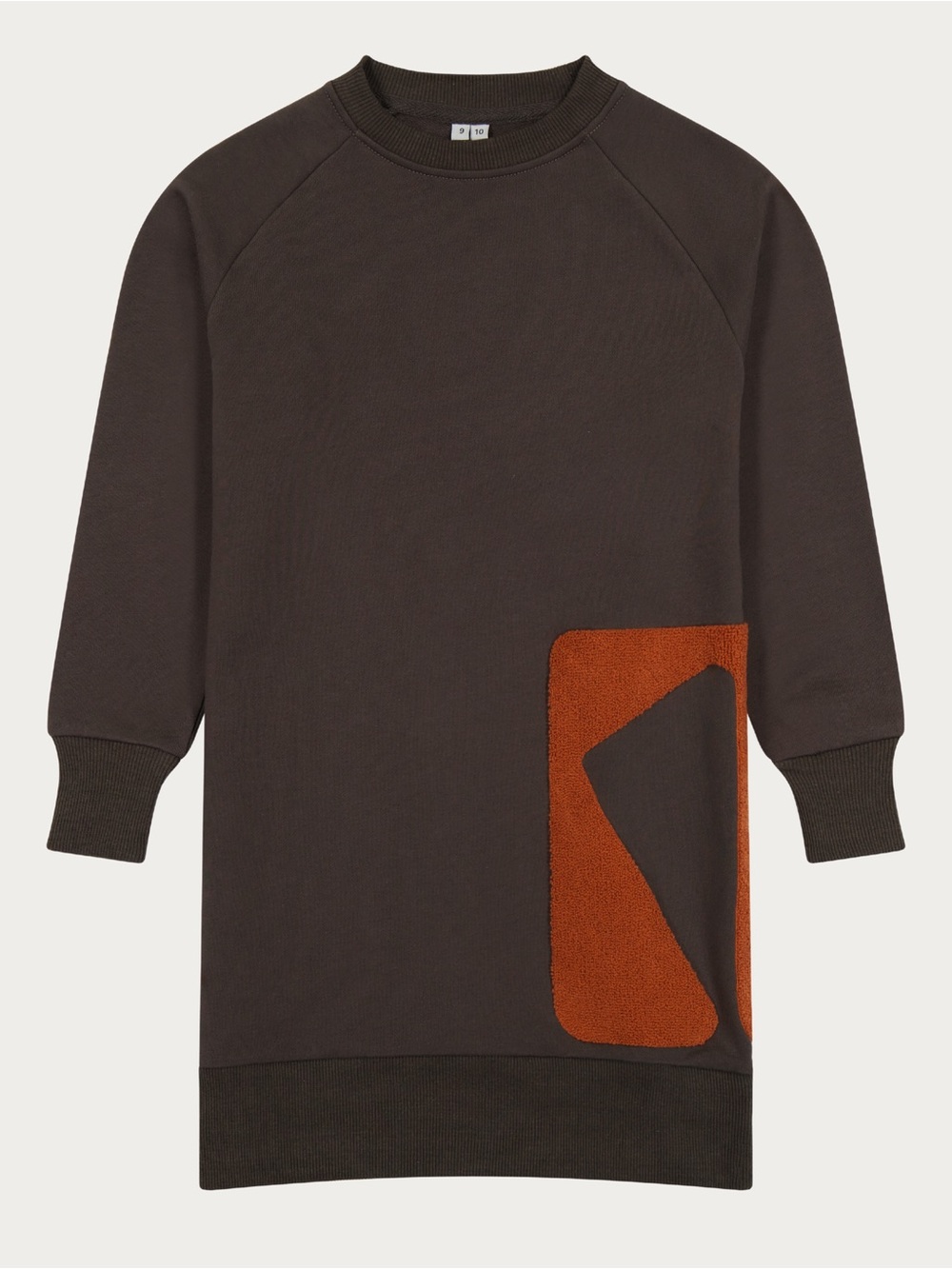 Kids Crewneck Casual Dress in Dark Brown with Rust Accent